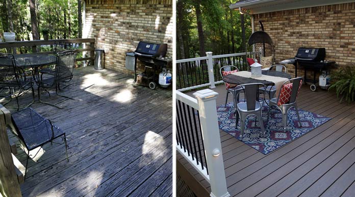 Cubierta antes y después; de la plataforma de madera a la plataforma compuesta