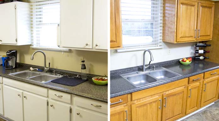 Armarios de cocina renovados, antes y después