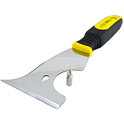 Raspador de acero inoxidable, talla única color, todas las características que necesitas. Generalmente se utiliza para quitar pintura, yeso, quitar clavos, limpiar rodillos, láminas y atornillar placas de yeso. La correa permite retirar fácilmente revestimientos de pared y silicona.Ver precio y características Foto del raspador de acero inoxidable, talla única y color, todas las funciones que necesita. Generalmente se utiliza para quitar pintura, yeso, quitar clavos, limpiar rodillos, láminas y atornillar placas de yeso. La correa puede quitar fácilmente revestimientos de paredes y silicona.