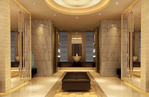 Baño moderno super lujo con espejos y sillón incluido