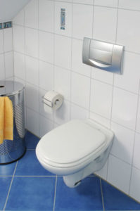 idea de azulejo de baño azul y blanco