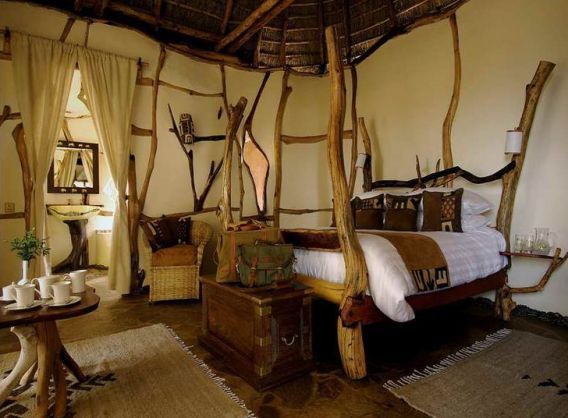 Dormitorio de estilo africano.