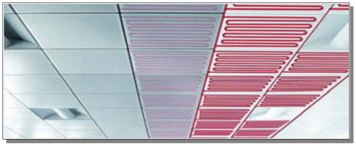 Ejemplo de paneles de techo radiante instalados